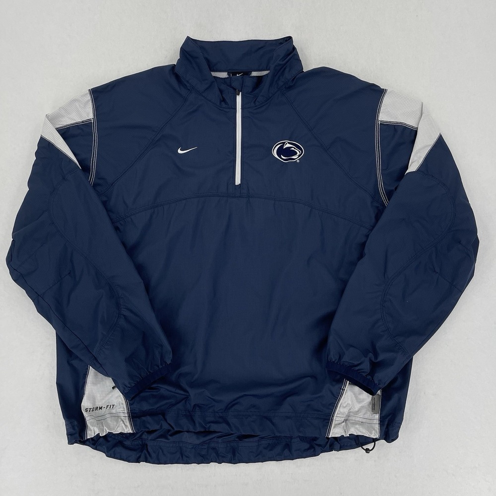 Vintage Nike Penn State Windbreaker Mens XL Navy Storm Fit 1/4 Zip Jacket Retro